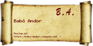 Babó Andor névjegykártya